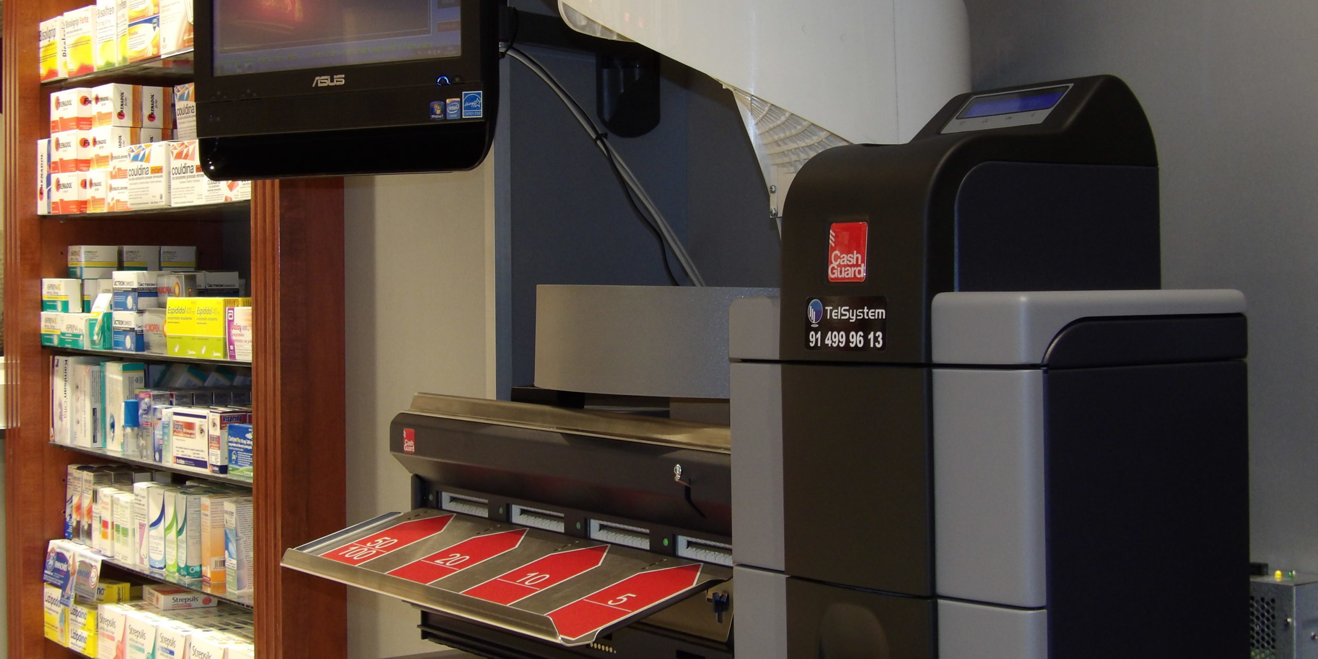 Instalacion CashGuard en Farmacia Leganes – Telsystem distribuidor oficial Instalacion-CashGuard-en-Farmacia-Leganes